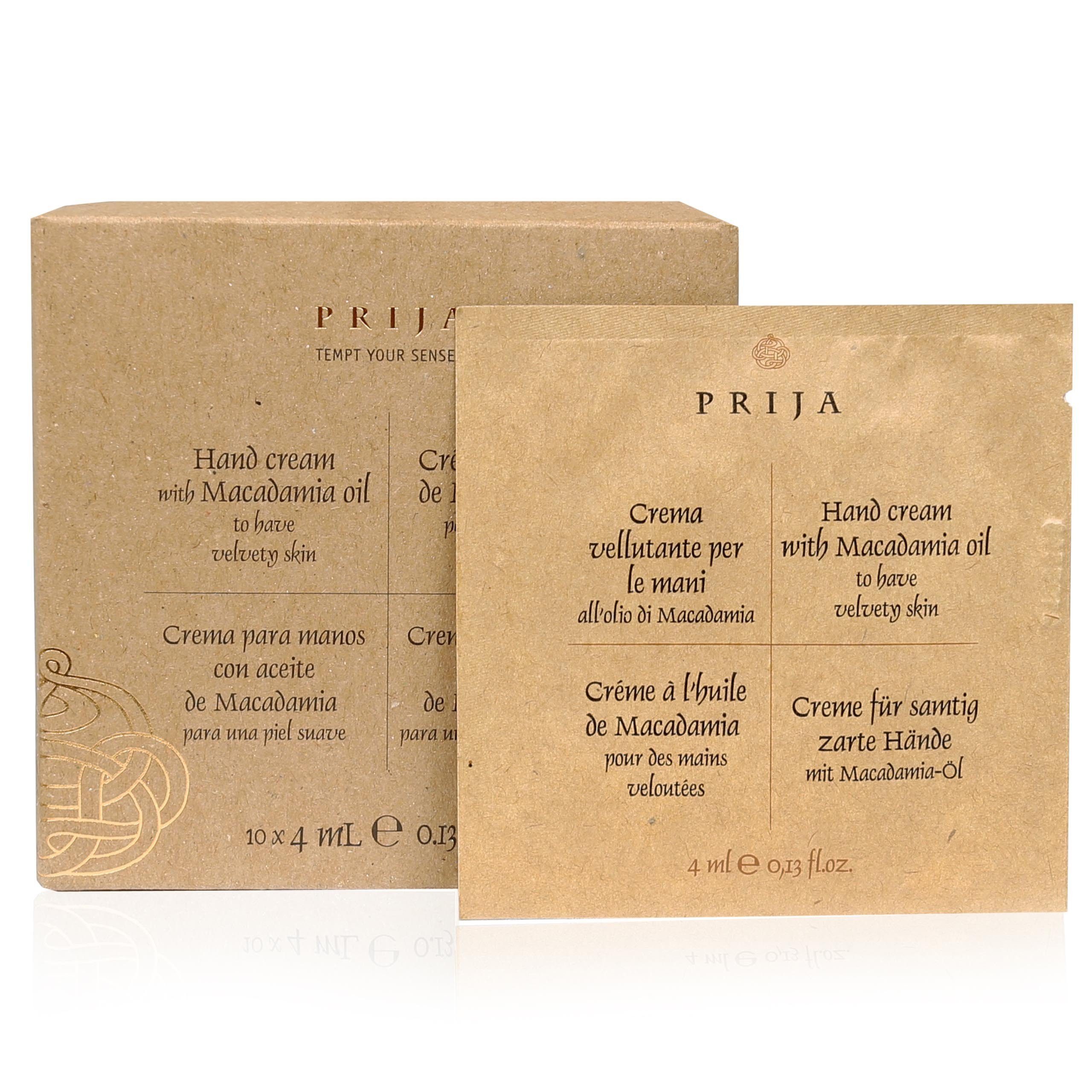 PRIJA Handcreme PRIJA Natürliche Handcreme mit Macadamiaöl GESCHENK 10 Sachets x 4ml, 10-tlg.