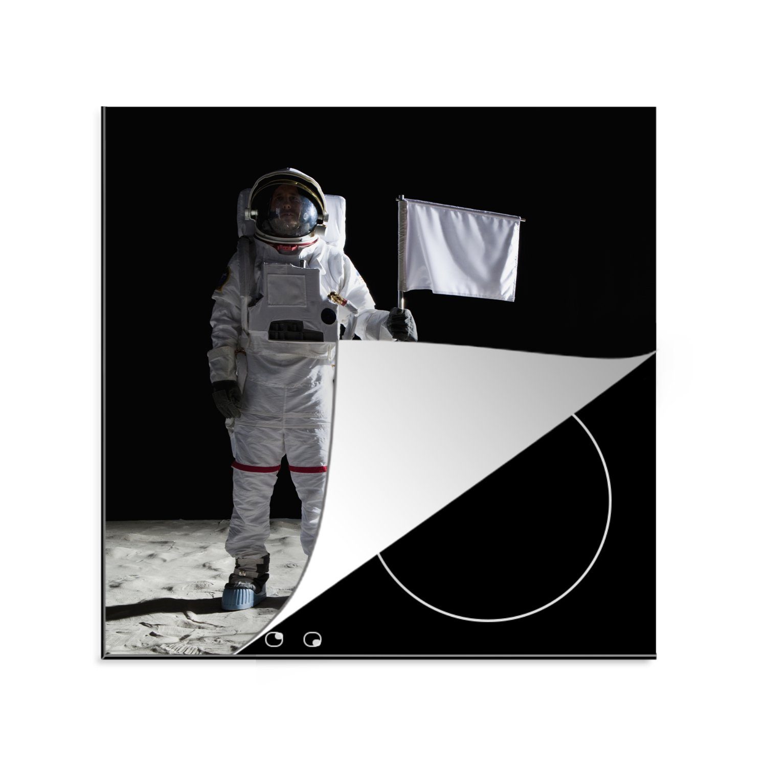 MuchoWow Herdblende-/Abdeckplatte Mond - Weltraum - Astronaut, Vinyl, (1 tlg), 78x78 cm, Ceranfeldabdeckung, Arbeitsplatte für küche