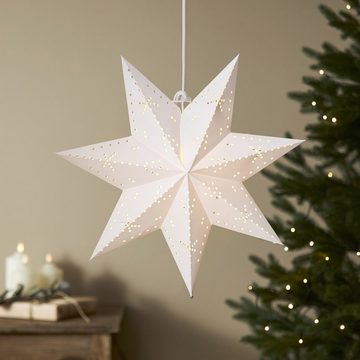 MARELIDA LED Stern Papierstern Leuchtstern Weihnachtsstern Faltstern 45cm mit Kabel weiß