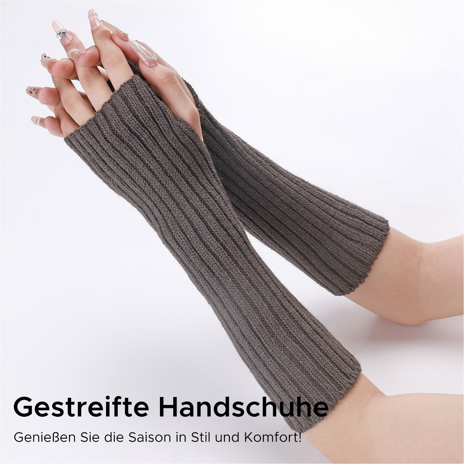 Refttenw Strickhandschuhe 2 Paar Lange Handstulpen günstig online kaufen
