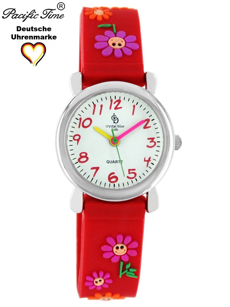 Pacific Time Quarzuhr Kinder Armbanduhr Blumen Silikonarmband, Gratis Versand
