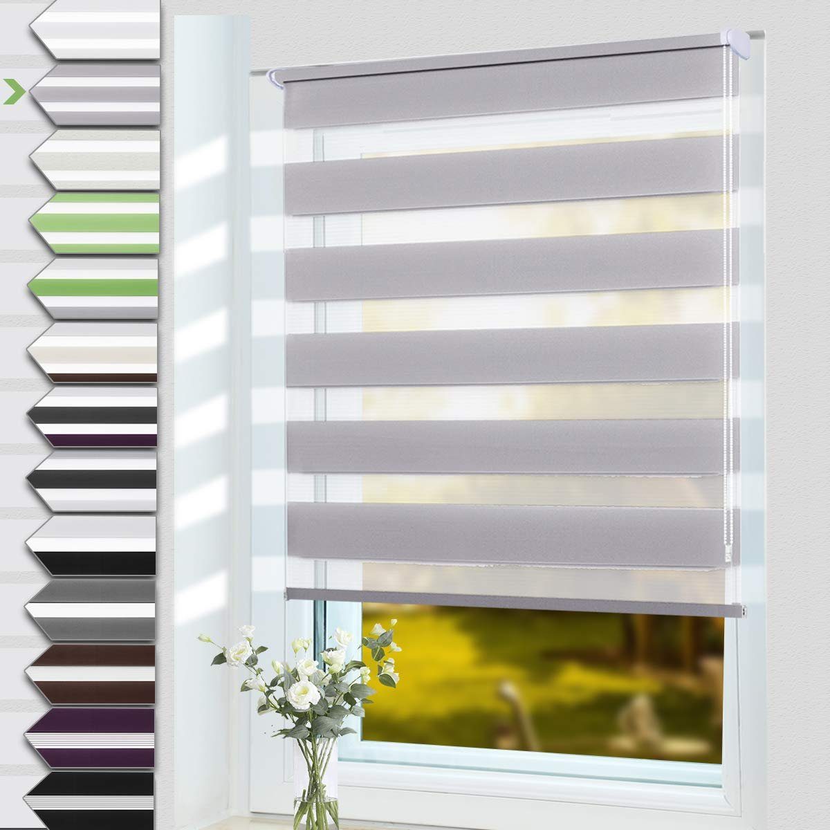 Doppelrollo »Fensterrollo Seitenzugrollo Blickdicht Klemmfix ohne Bohre«, OUBO, verdunkelnd, Für Fenster und Tür mit Klämmträger lichtdurchlässig verdunkelnd