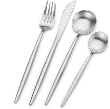 KingLux Besteck-Set 24teilig Essbesteck Set für 6Personen Spiegelpoliert (24-tlg), 6 Personen, Edelstahl