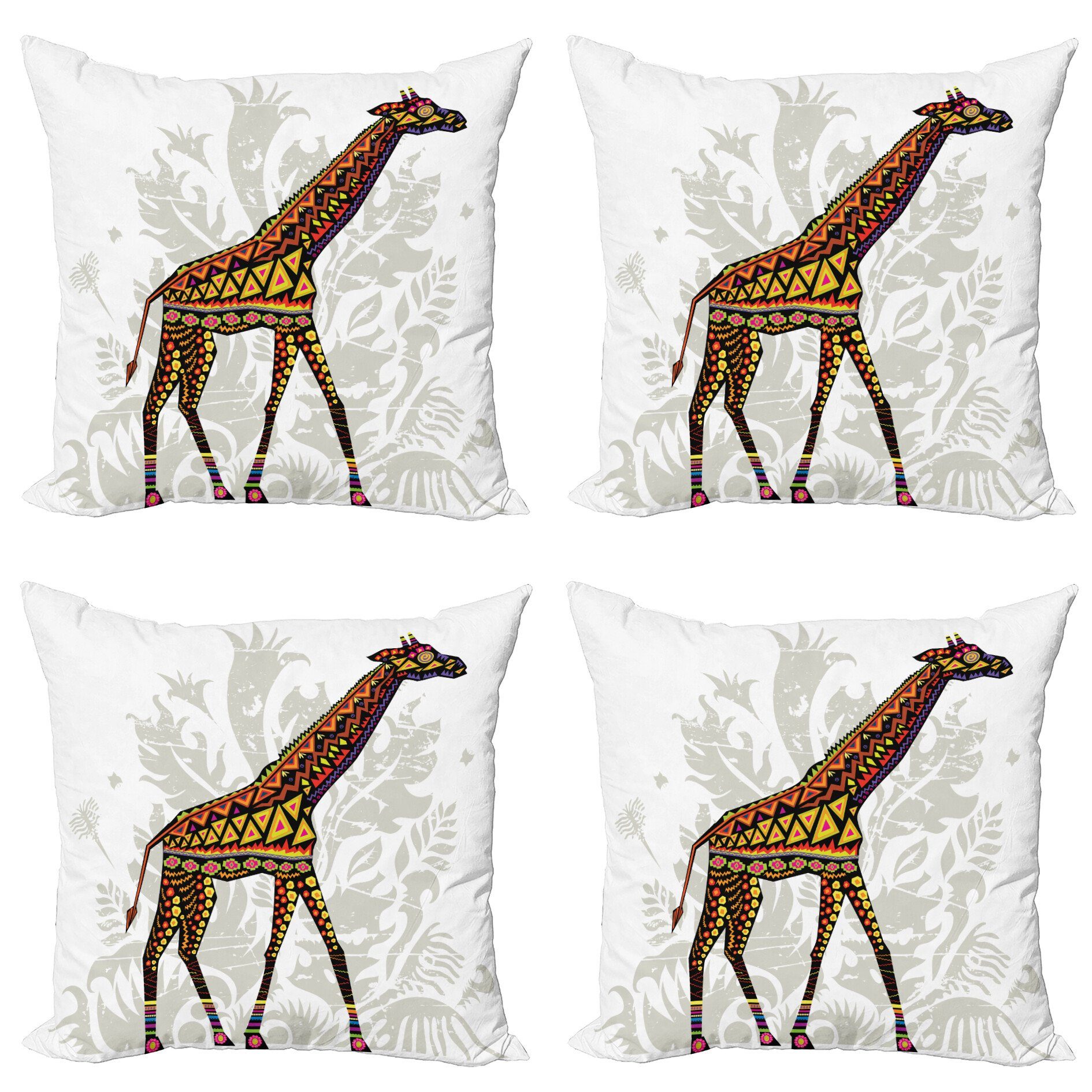 Abakuhaus Stück), Tier Accent Ethnic (4 Doppelseitiger Giraffe Kissenbezüge Modern Digitaldruck,