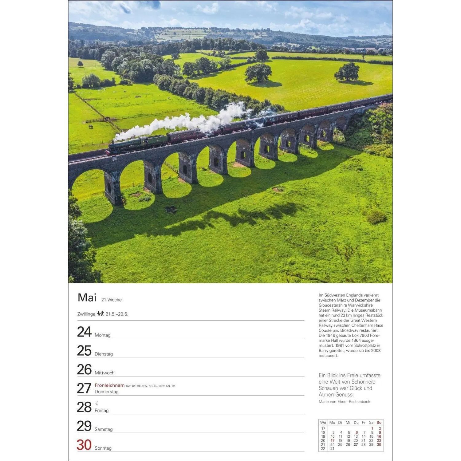 Harenberg Kalender Verlag Wandkalender Eisenbahnen Wochenplaner 2027 - 53 faszinierende Fotografien