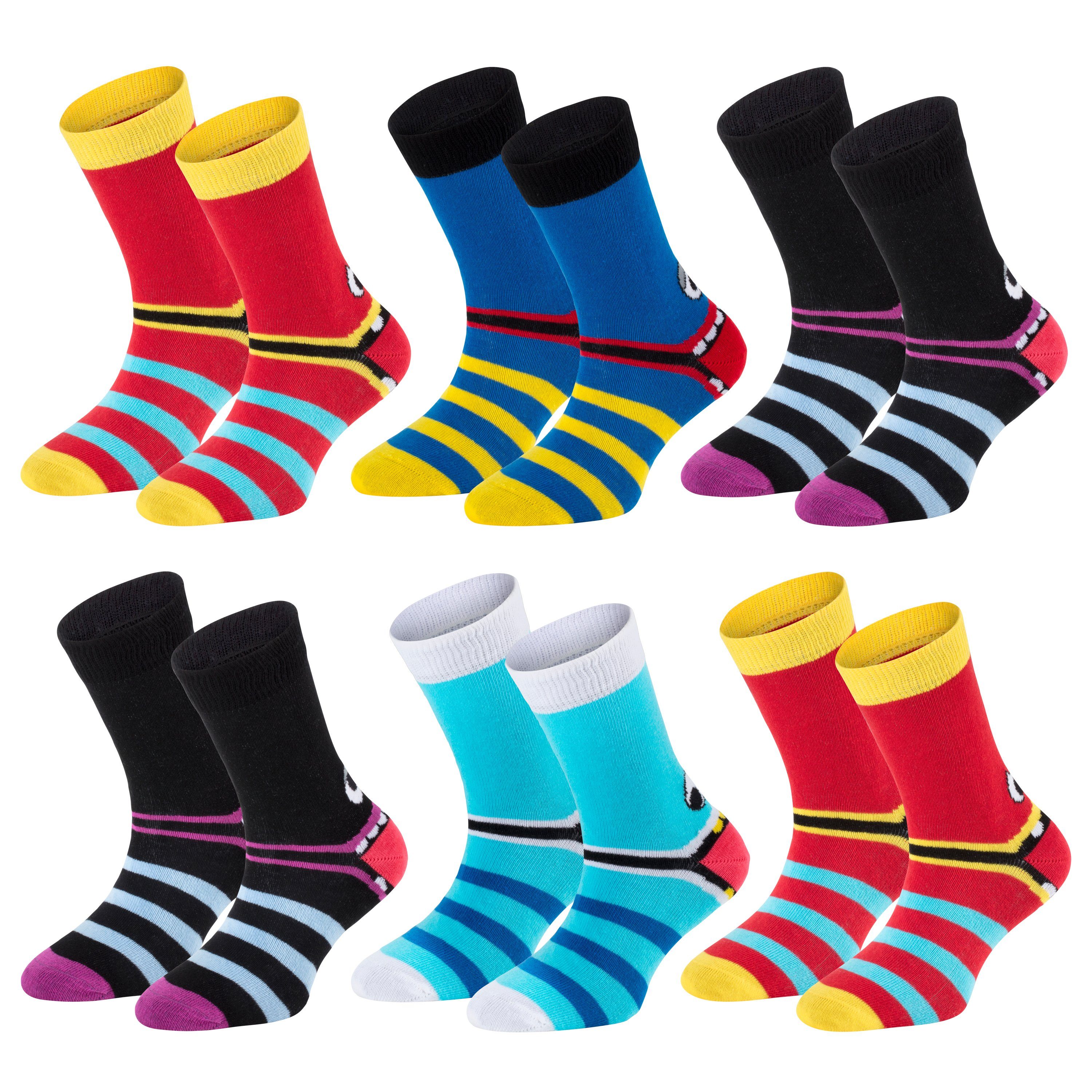 TippTexx 24 Socken 6 Paar bunte Kindersocken, sanfte Baumwolle, für Mädchen & Jungen (6 Paar) handgekettelte, weiche Naht
