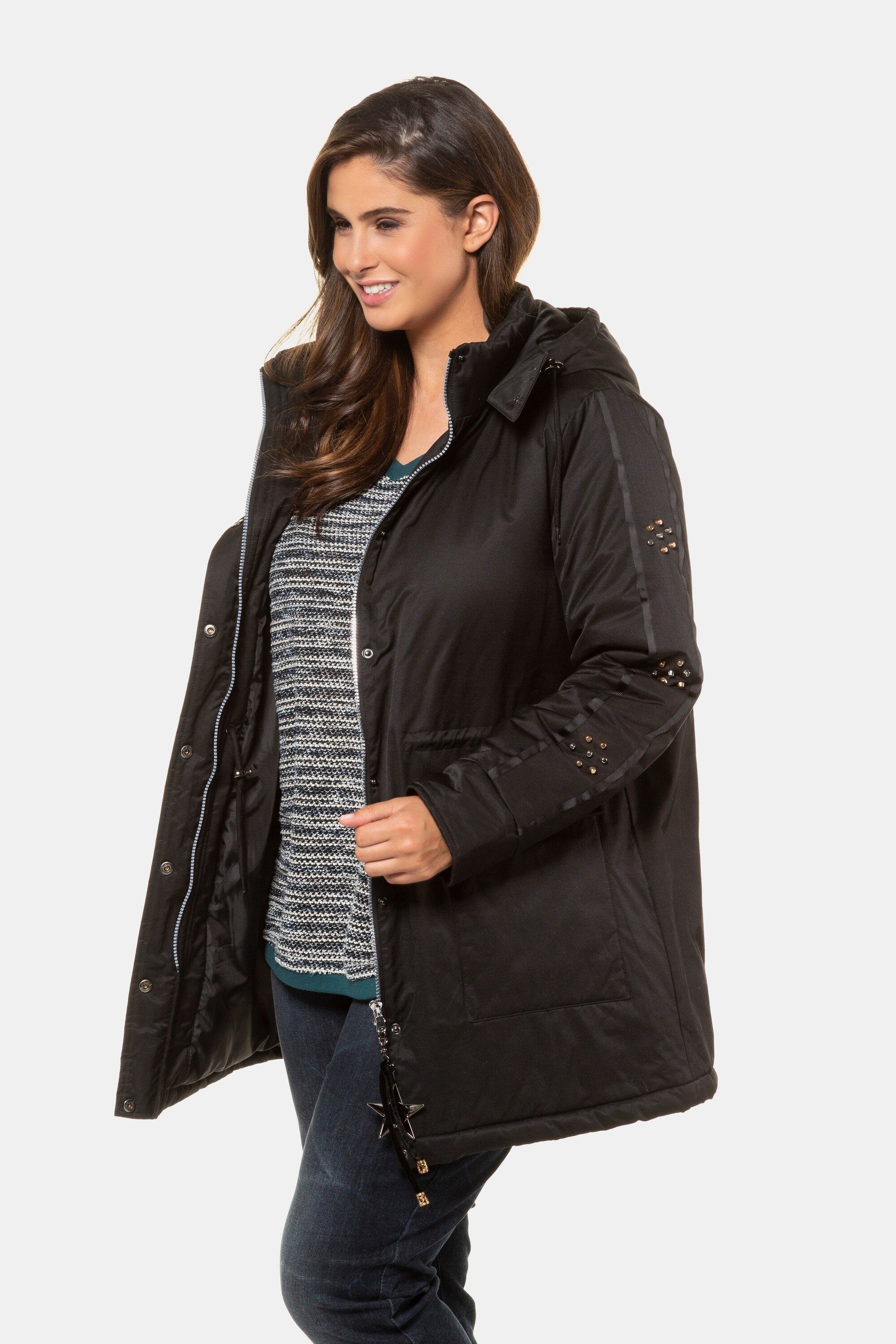 Ulla Popken Outdoorjacke Winterjacke Ärmelnieten Kapuze warm wattiert