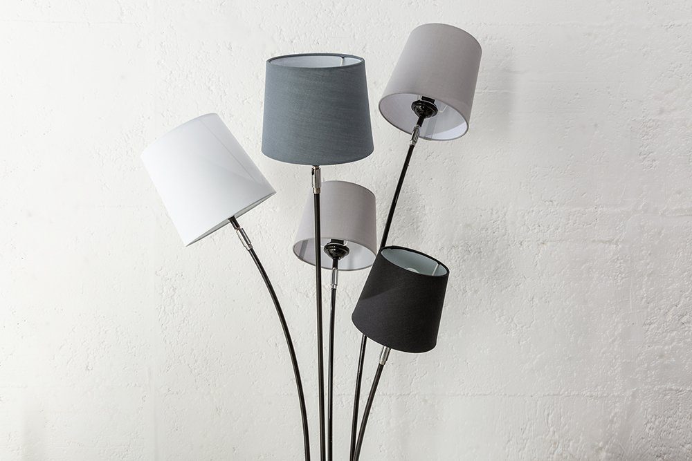 riess-ambiente Stehlampe LEVELS 176cm schwarz grau, ohne Leuchtmittel, Stehleuchte · Retro · Leinenstoff-Schirm · Marmor