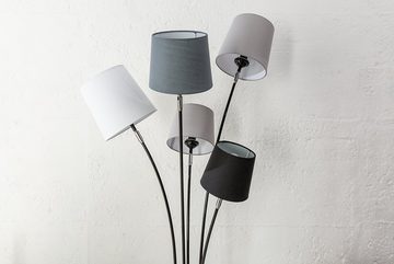 riess-ambiente Stehlampe LEVELS 176cm schwarz grau, ohne Leuchtmittel, Stehleuchte · Retro · Leinenstoff-Schirm · Marmor