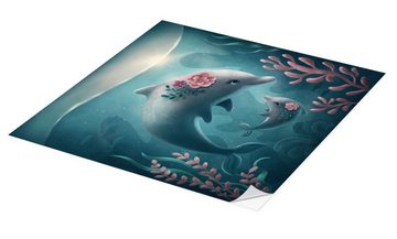 Posterlounge Wandfolie Elena Schweitzer, Mutter und Baby Delphin, Mädchenzimmer Kindermotive