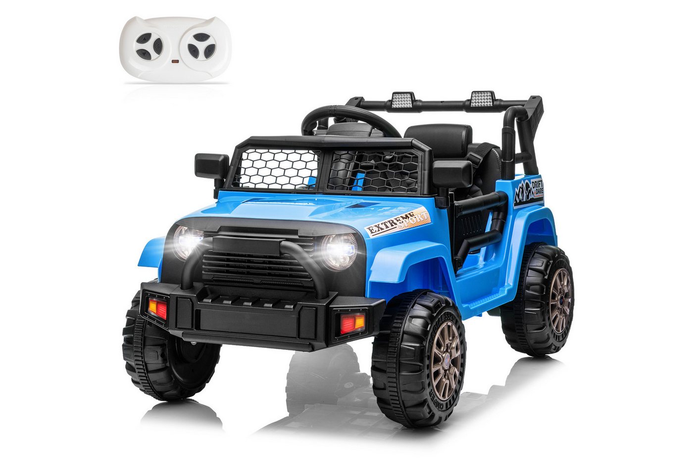 LALAHO Elektro-Kinderauto Elektrischer Aufsitz-Jeep für Kinder, mit Fernbedienung, mit Licht und Musik