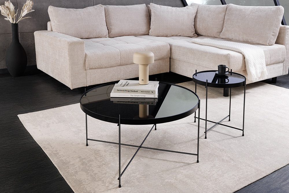 riess-ambiente Beistelltisch ELEGANCE 45cm anthrazit / schwarz - Glas, Metallgestell, rund, modern (Einzelartikel, 1-St), Filigraner Couchtisch- ideal f. Gästez – Bild 4 von 5