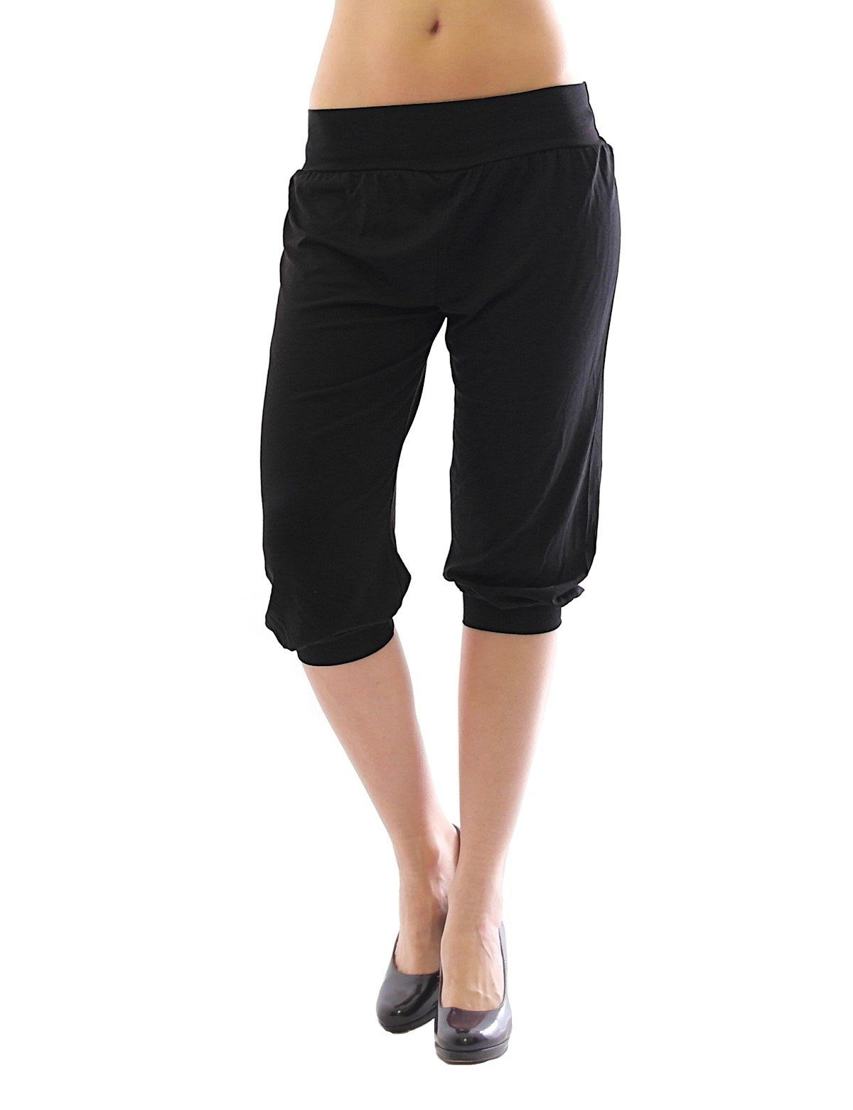 YESET Haremshose Harem Harems Aladin Pump Capri Leggings Capri 3/4 Hose 3/4 schwarz