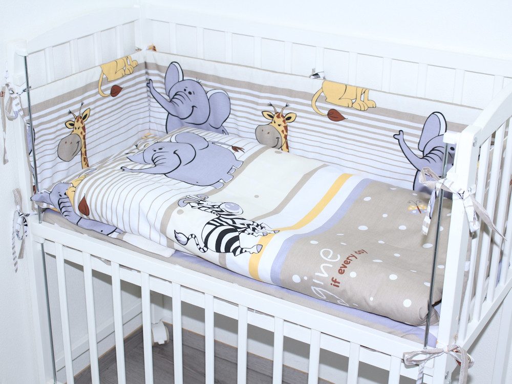 Primawela Beistellbett Baby Bettwäsche für Beistellbett mit Nestchen Spannbettlaken 6 teilig