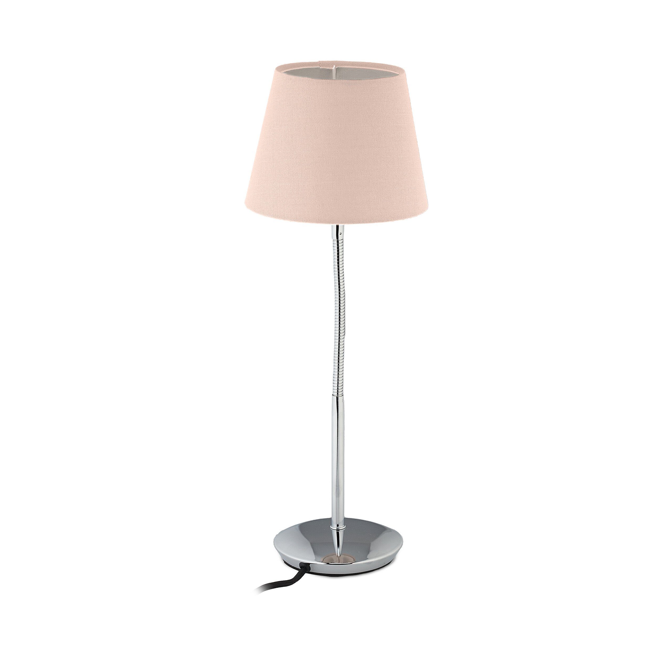 relaxdays Tischleuchte Flexible Tischlampe mit Stoffschirm, Pink Rosa Silber