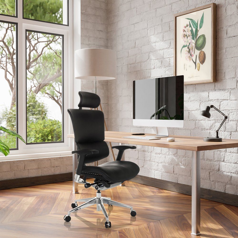 Luxus St), (1 Bürostuhl hjh ERGO-U2 OFFICE L Drehstuhl Schwarz ergonomisch Chefsessel Leder