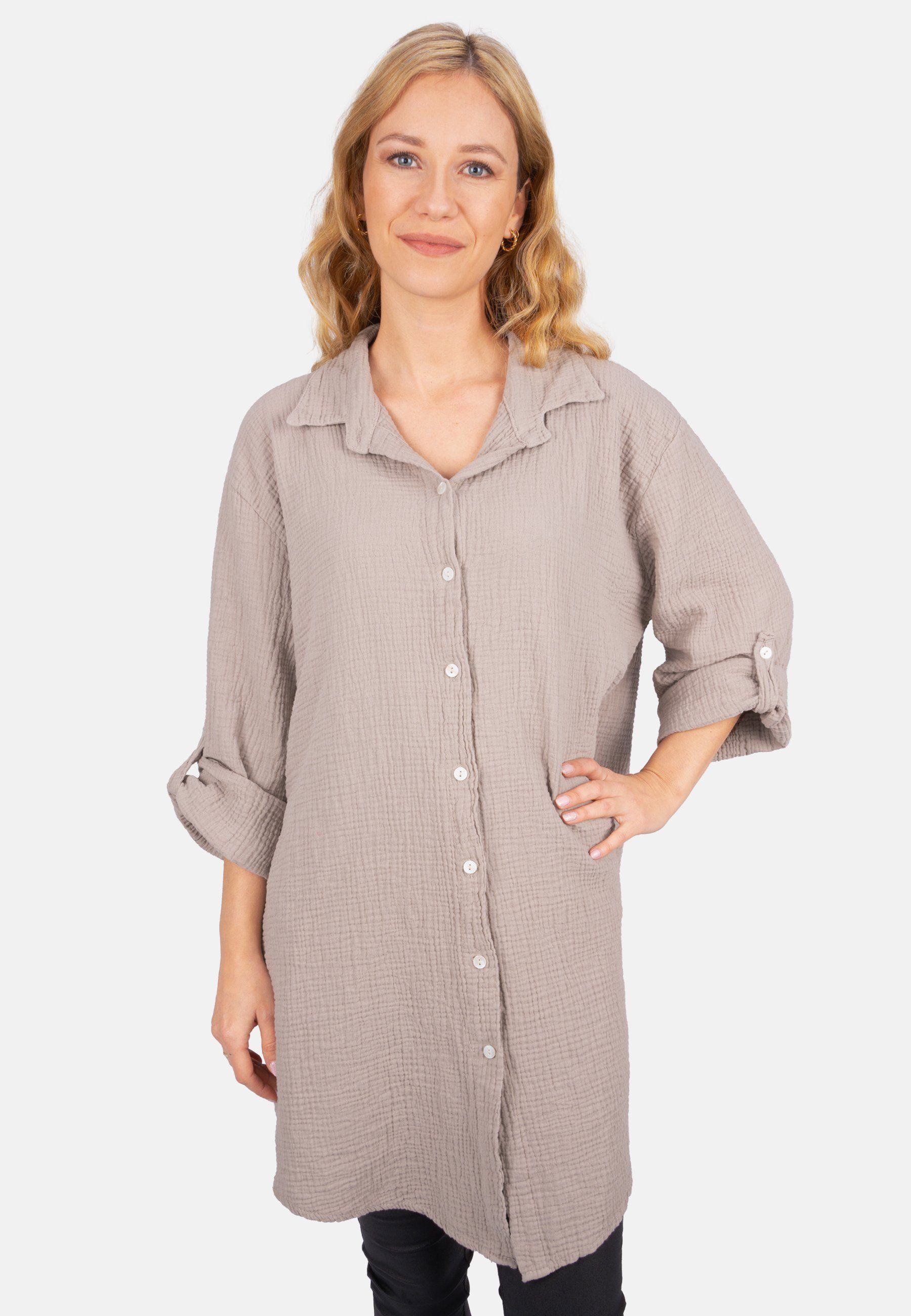 Seasons of April Hemdbluse Oversized Musselinbluse günstig online kaufen