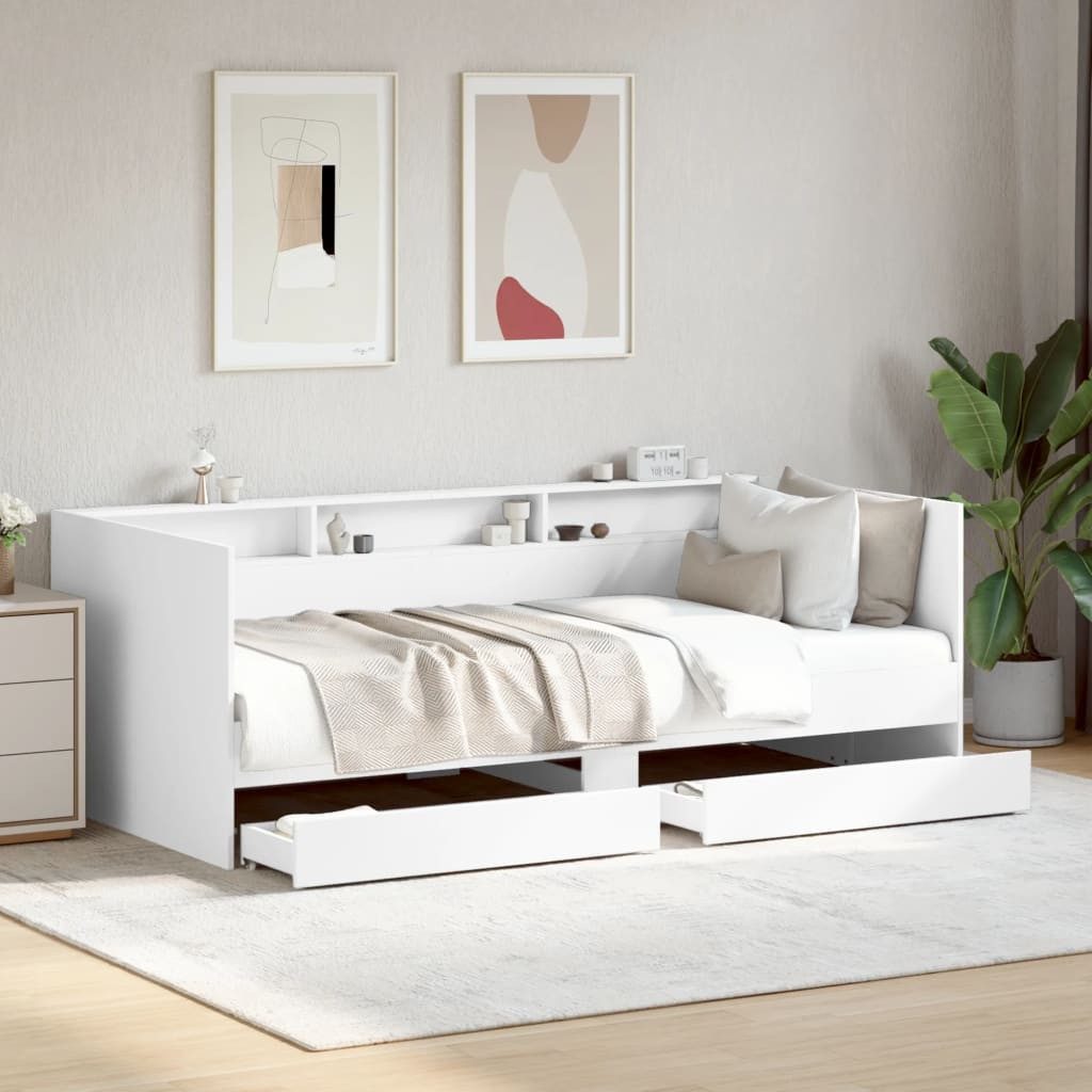 furnicato Bett Ausziehbares 2-in-1 Tagesbett Weiß 203x110x73 cm aus Massivholz (1-tlg)