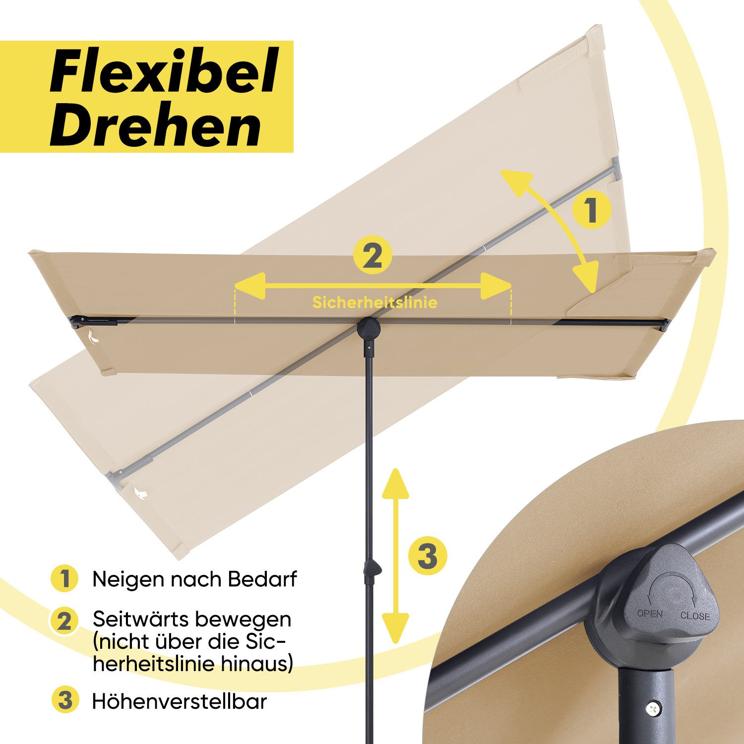 Sekey Balkonschirm 180 x 130 cm günstig online kaufen
