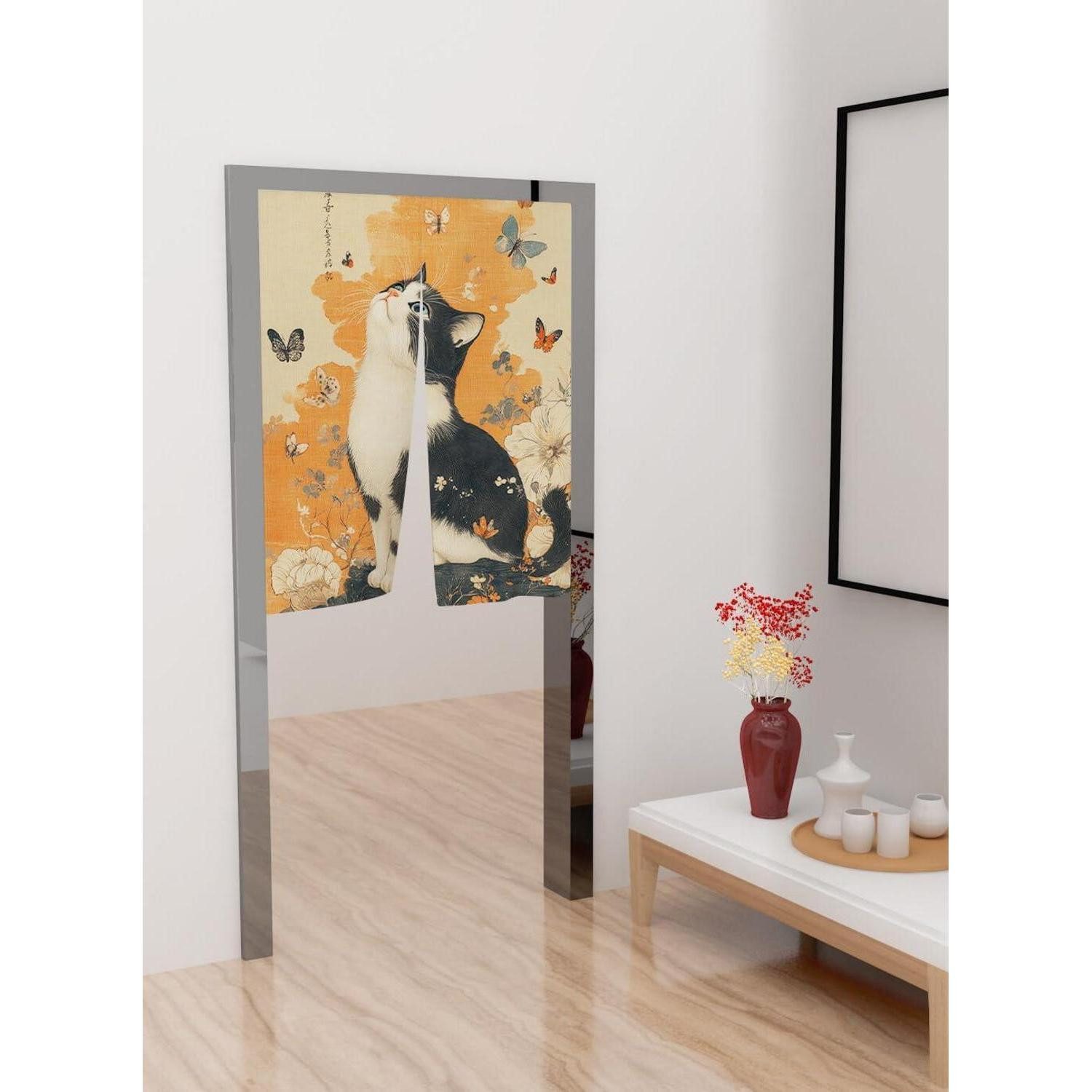 LuxusKollektion Türvorhang Noren Gardine Katze 70x120cm (1 St)