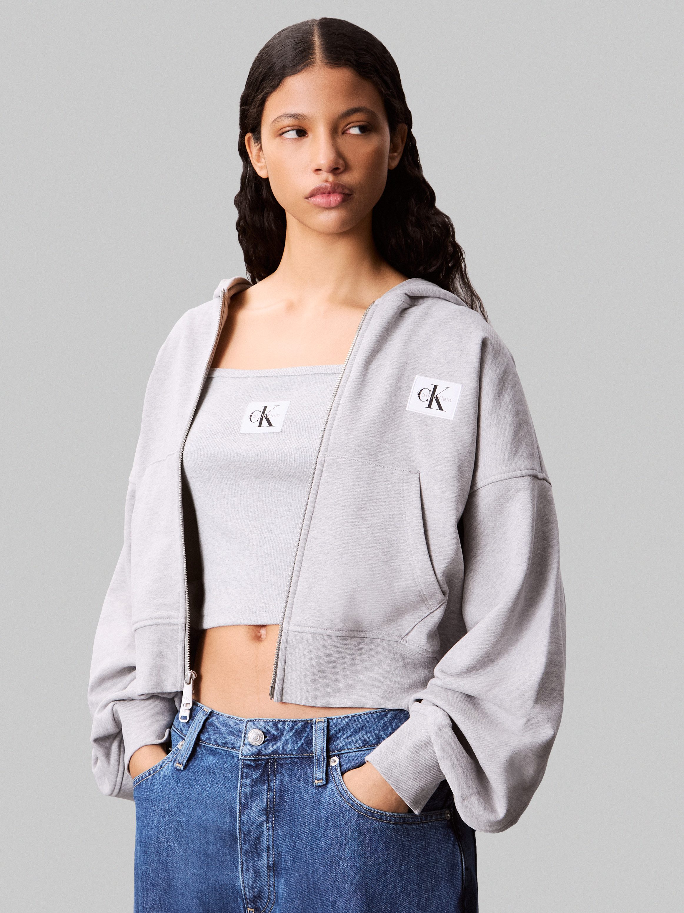 Calvin Klein Jeans Sweatjacke Oversized Fit, mit Kapuze, reine Baumwolle