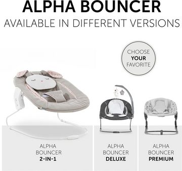 Hauck Hochstuhlaufsatz Alpha Bouncer 2in1 Wippenaufsatz, Powder Bunny beige Bloom, mit Wippgestell, für Neugeborene, passend für ALPHA+ Holzhochstuhl