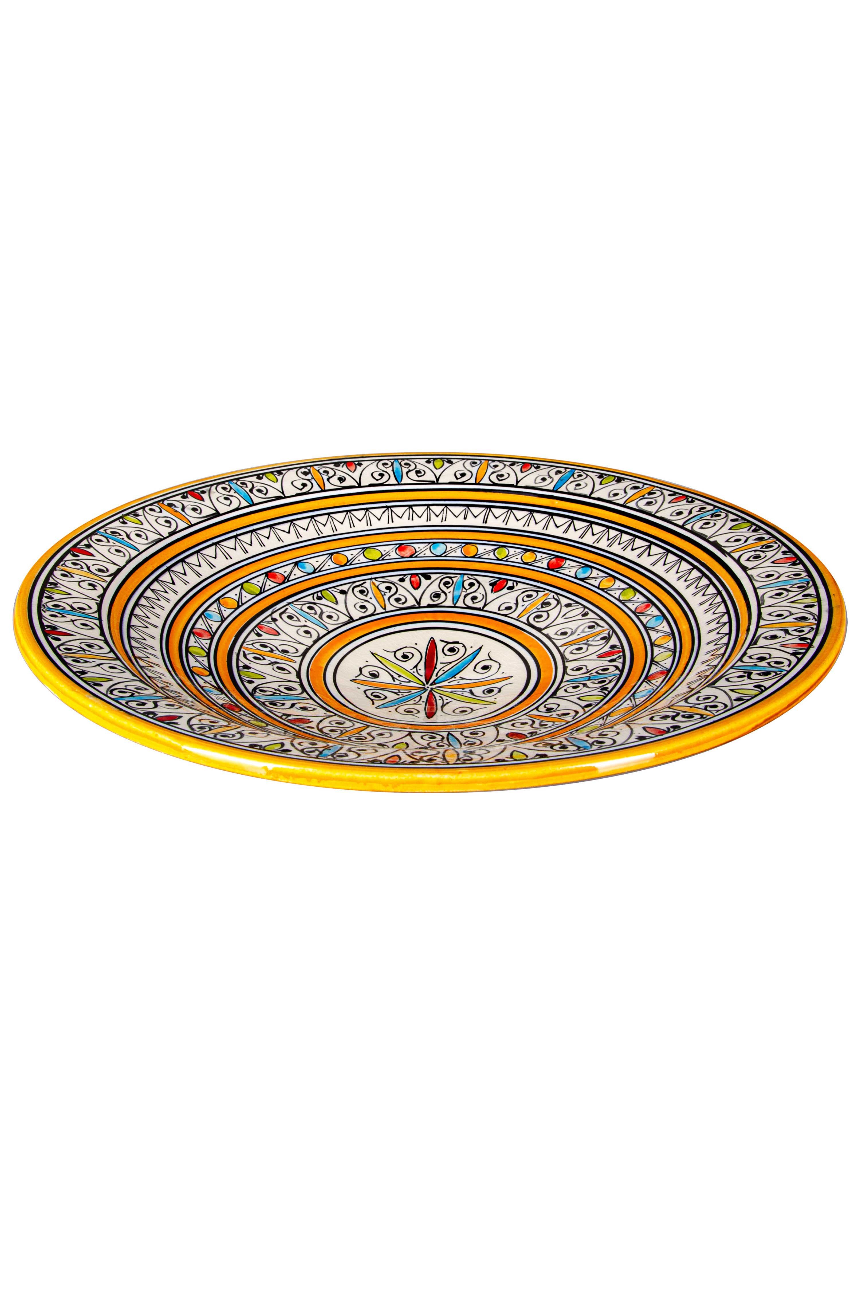 Marrakesch Orient & Mediterran Interior Obstschale Orientalische Keramik-Obstschale Dikra aus Keramik Schale, Bunt 40 cm, Keramik, (1-tlg), Handarbeit