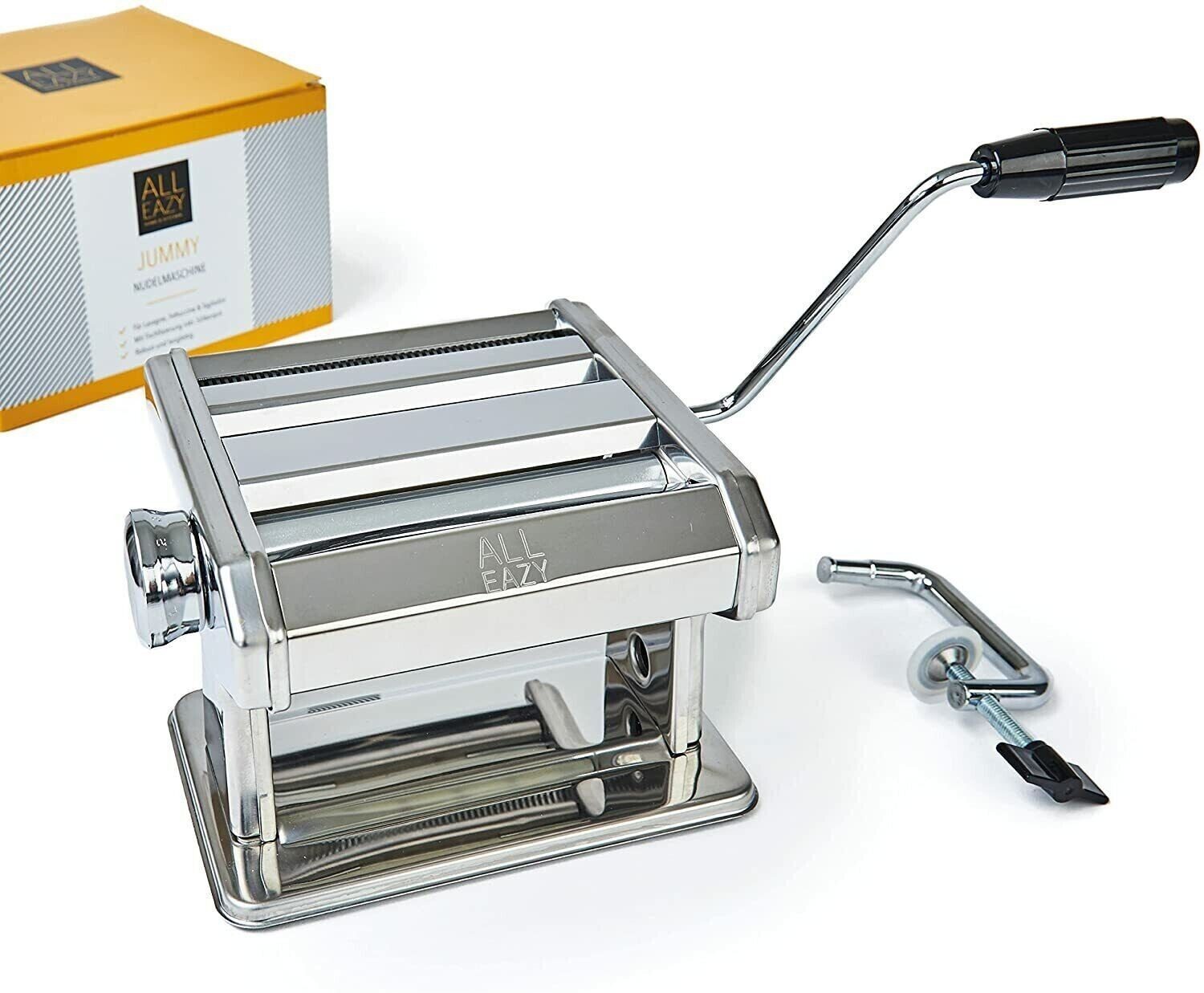 ALL EAZY Home & Kitchen Nudelmaschine Nudelmaschine aus Edelstahl Pastamaker 3 in 1 Pastamaschine Nudeln, Edelstahl