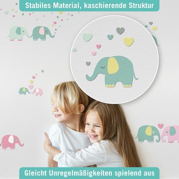 lovely label Wandsticker Elefanten bunt - Wandtattoo Kinderzimmer Baby