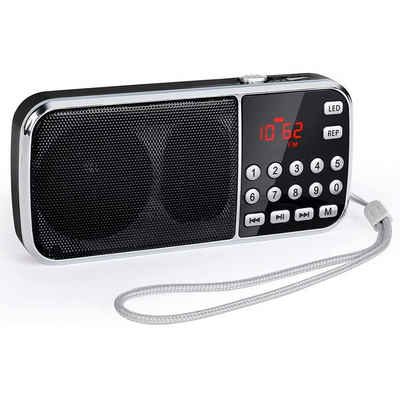 BEARSU »Kleines Radio mit Bluetooth, Kofferradio mit Heavy Bass Lautsprechern,Digital Radio mit Batterie Wiederaufladbare, LED-Taschenlampe« Steckdosen-Radio