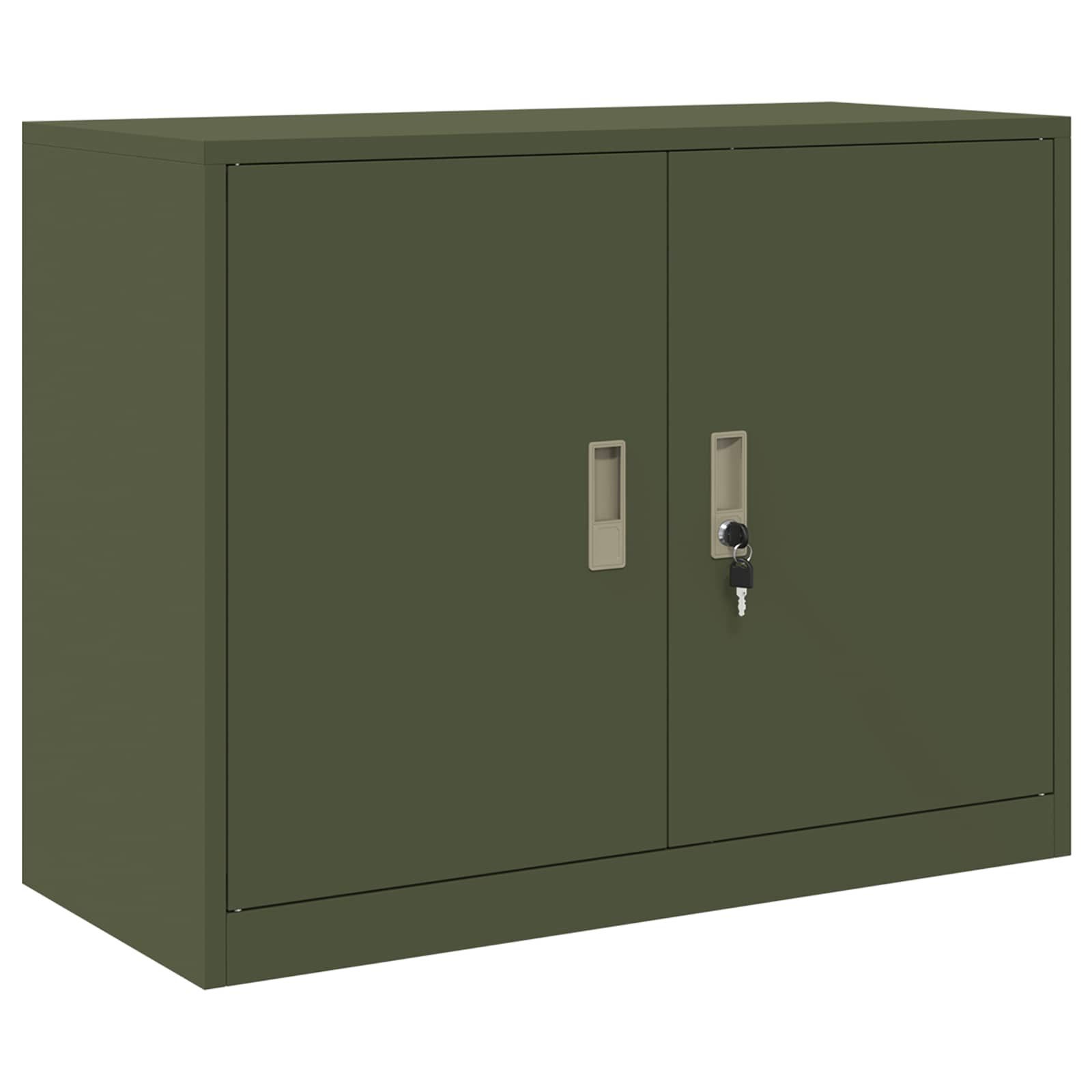 vidaXL Aktenschrank Aufbewahrungsschrank Olive Grün 90 x 40 x 70 cm Stahl (1-St)