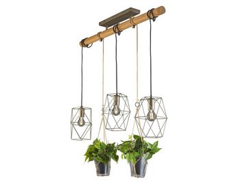 meineWunschleuchte LED Pendelleuchte, LED wechselbar, Warmweiß, Holz-lampen hängend über Esstisch-lampe Blumentopf Natur, Breite 115cm