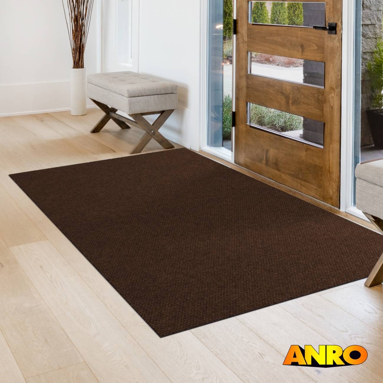 ANRO Läufer BOB 8mm Flurläufer Ananas Teppichläufer rutschfest Sauberlaufmatte, eckig, Höhe: 8 mm, Pflegeleicht robust 100x120cm Industrie Braun