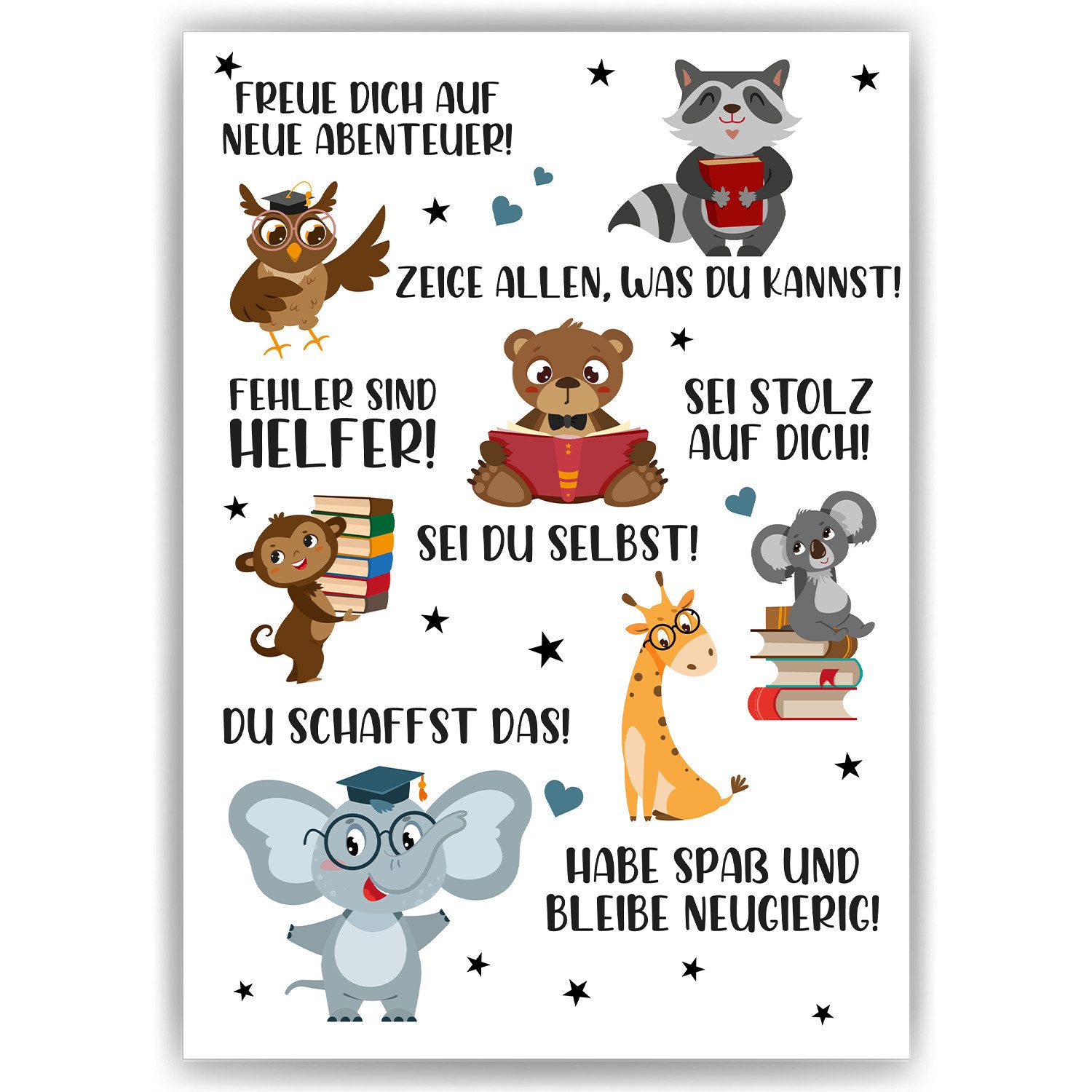 Tigerlino Poster Affirmationsposter Geschenk zum Schulanfang Einschulung Mutmacher