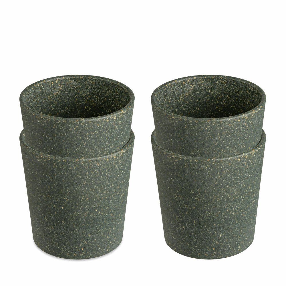 KOZIOL Becher 4er-Set Connect Cup S Nature Ash Grey, 190 ml, Kunststoff-Holz-Mix, stapelbar