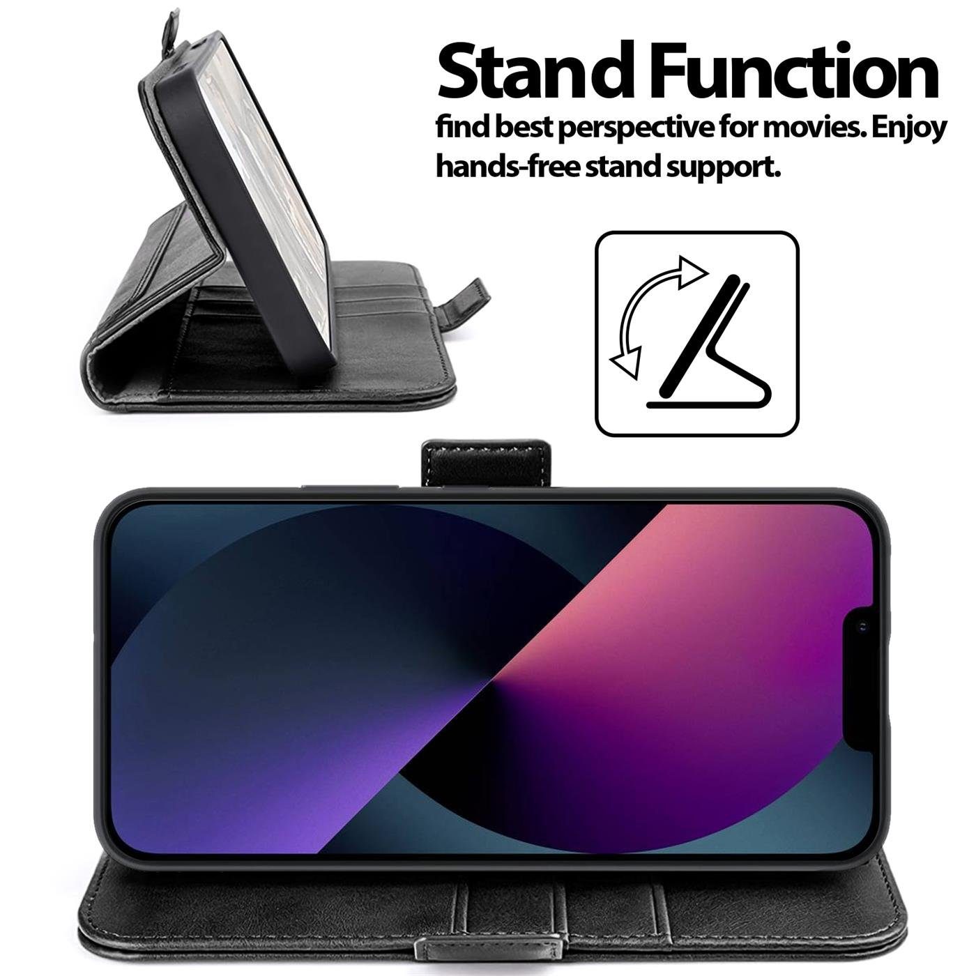 CoolGadget Handyhülle Book Case Elegance Tasche für Apple iPhone 13 6,1 Zoll, Hülle Magnet Klapphülle Flip Case für iPhone 13 Schutzhülle