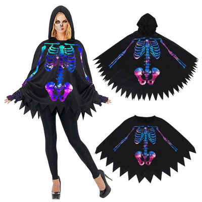Fivejoy Vampir-Kostüm Halloween Cosplay Kostüm, Damen Umhang, Vampir Skelett Kostüm