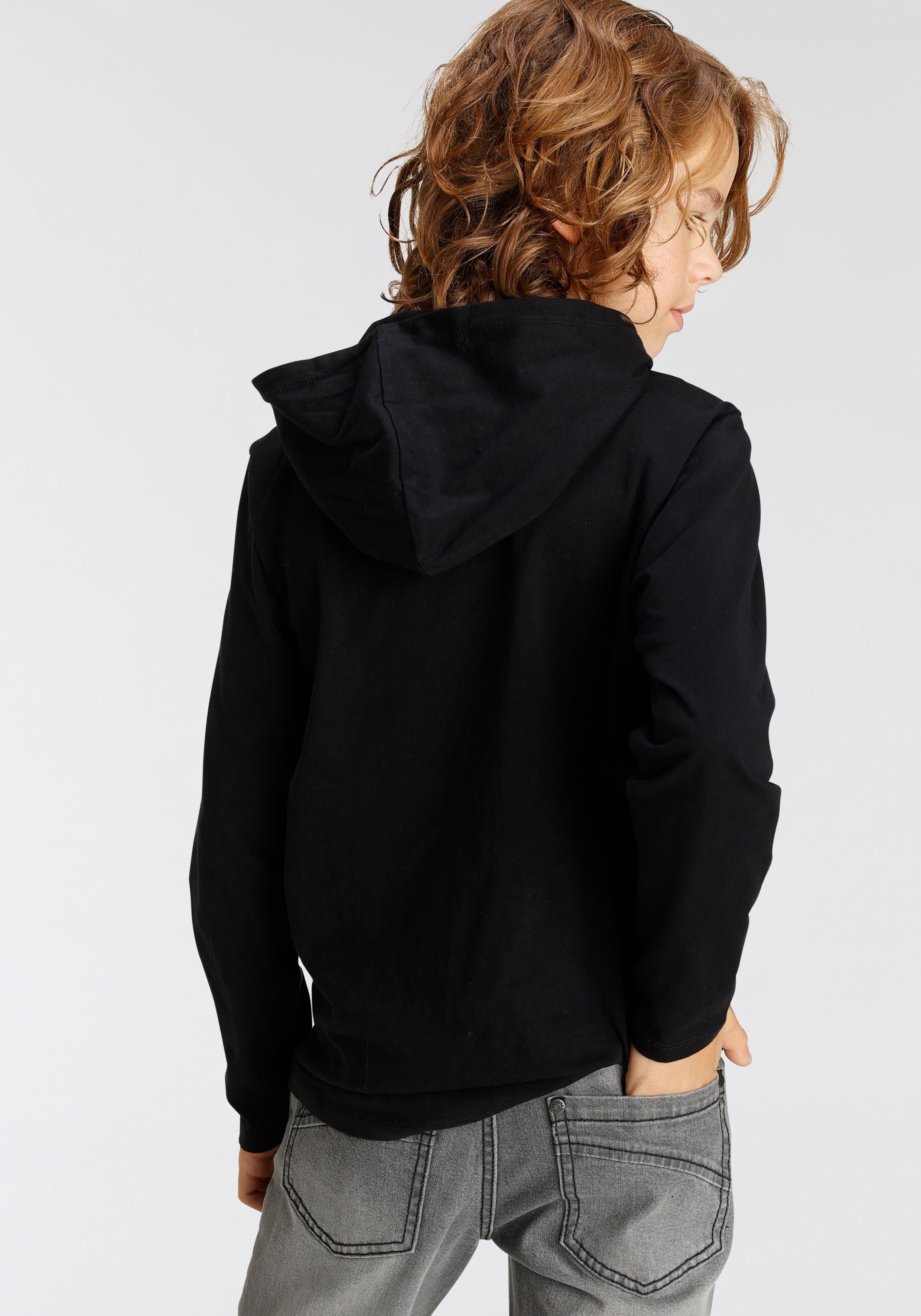 KIDSWORLD Kapuzenshirt BIKER Langarm, sportlicher Stil, mit trendigem Druck, aus Baumwolle