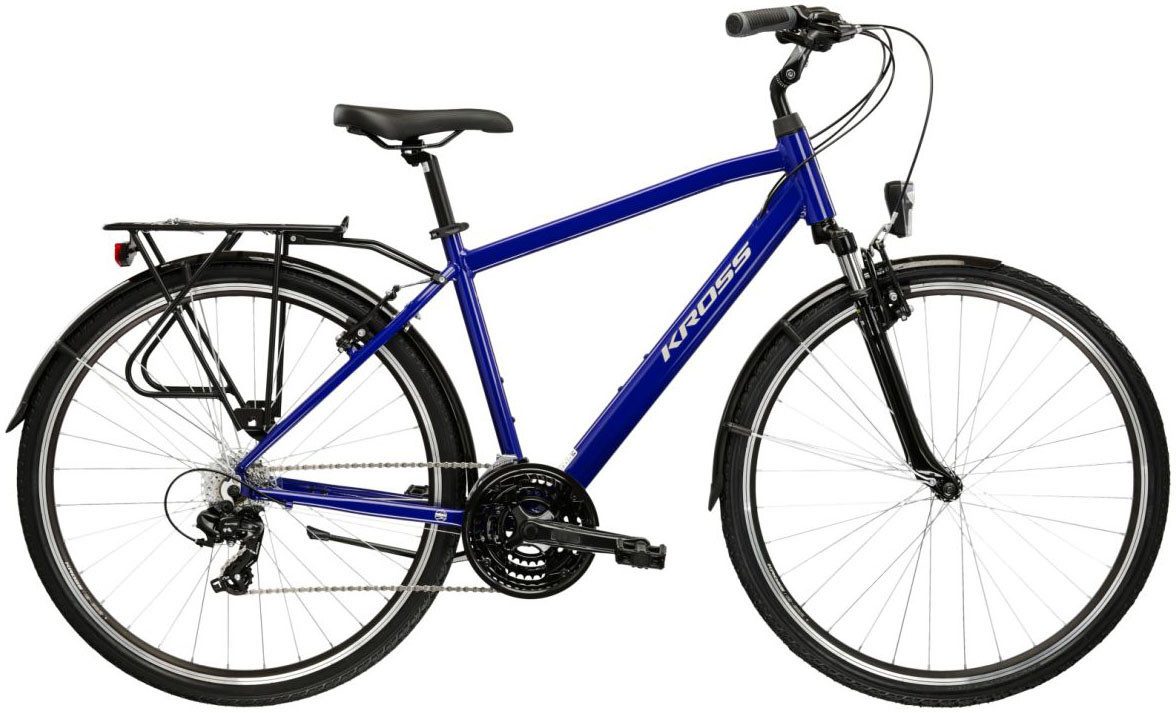 Kross Trekkingrad Herren-Trekkingrad 28" Trans 1.0 Blau 21 Gänge, 21 Gang Shimano TOURNEY TY300 Schaltwerk, Kettenschaltung