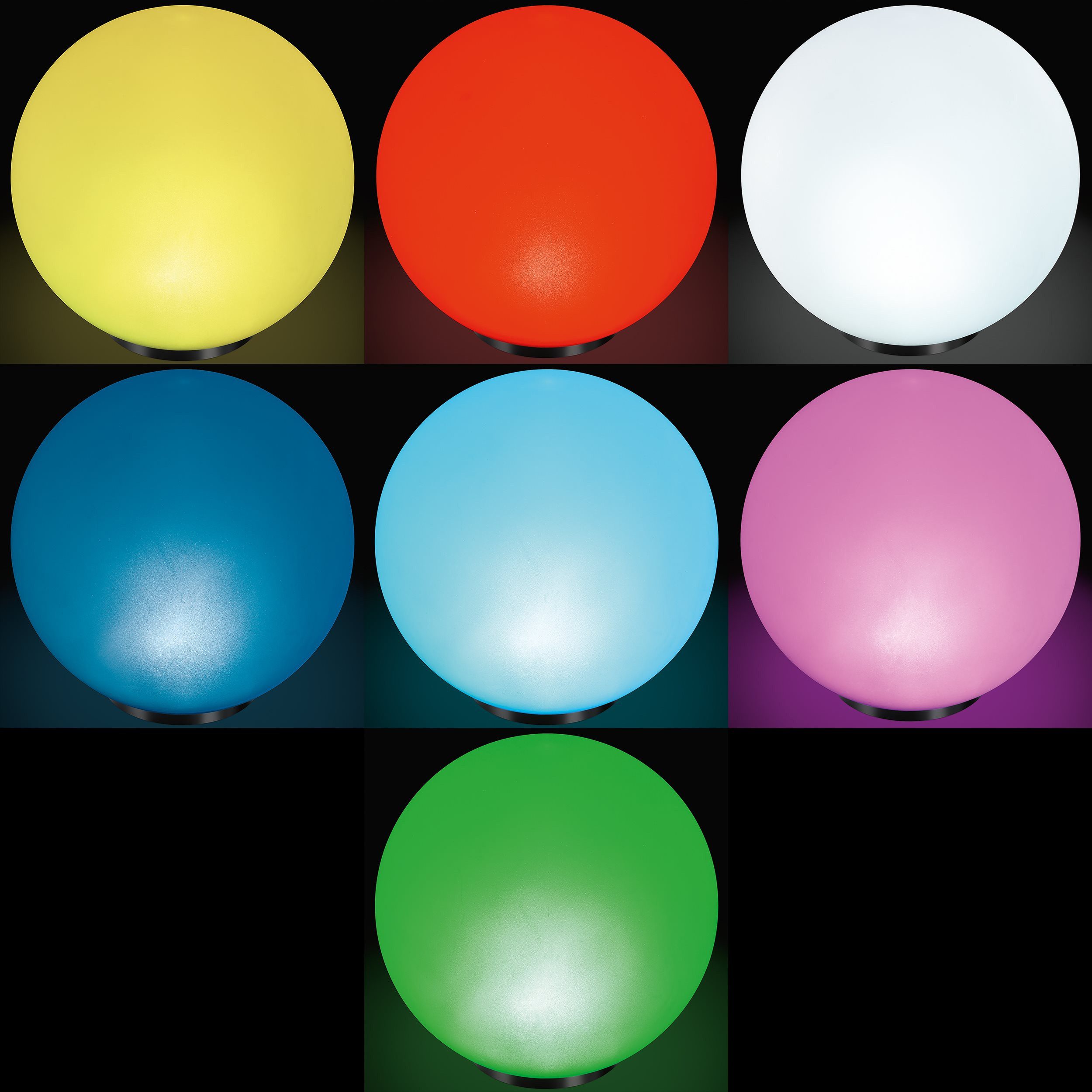 esotec LED Gartenleuchte 3er Set Solarkugeln multicolor D20+30+40cm 7 Farben Farbwechsel 102614, LED fest integriert