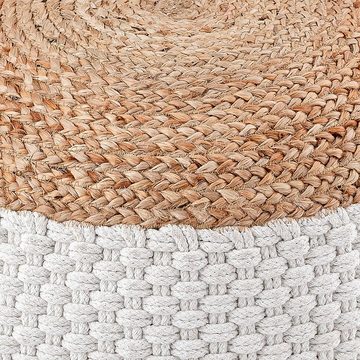 Casamia Pouf Sitzpouf Jute Sitzhocker rund 50x50 cm Deko Hocker Jute natur Sitzpouf