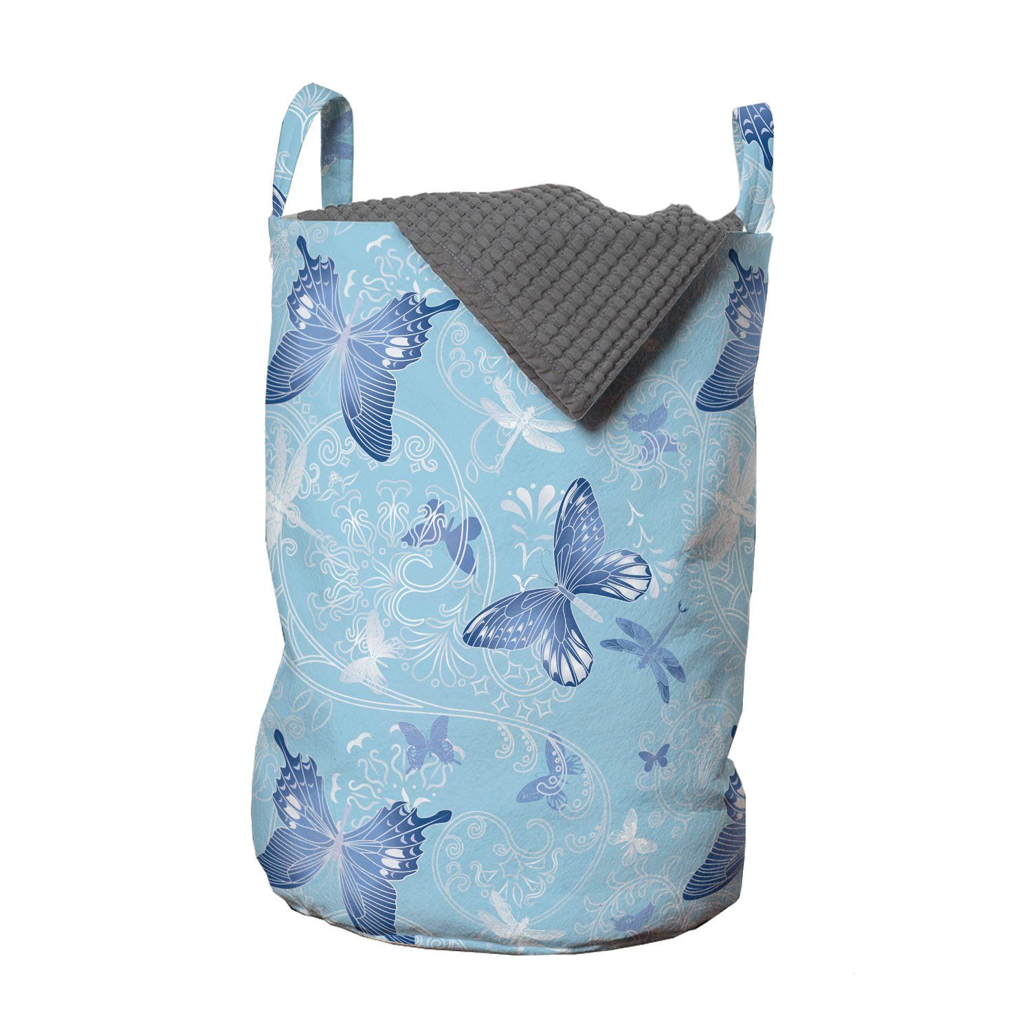 Libellen mit Wäschesäckchen Kordelzugverschluss Schmetterling Waschsalons, Griffen blaue für Wäschekorb Abakuhaus