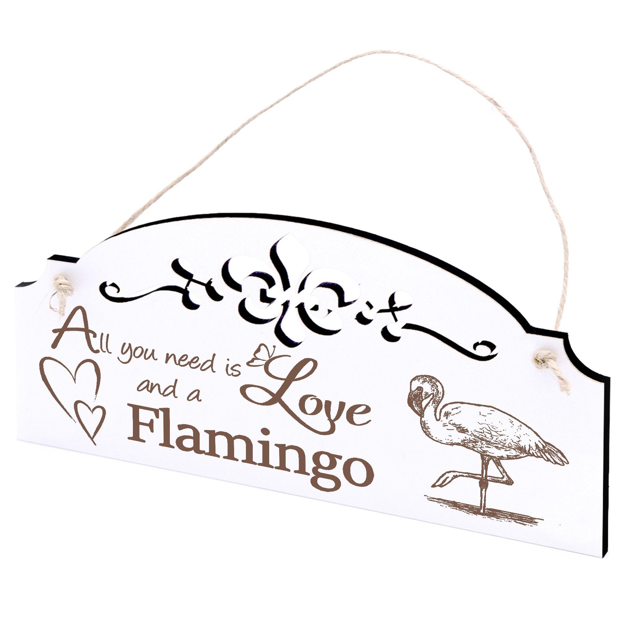 Dekolando Hängedekoration Flamingo Deko 20x10cm All you need is Love