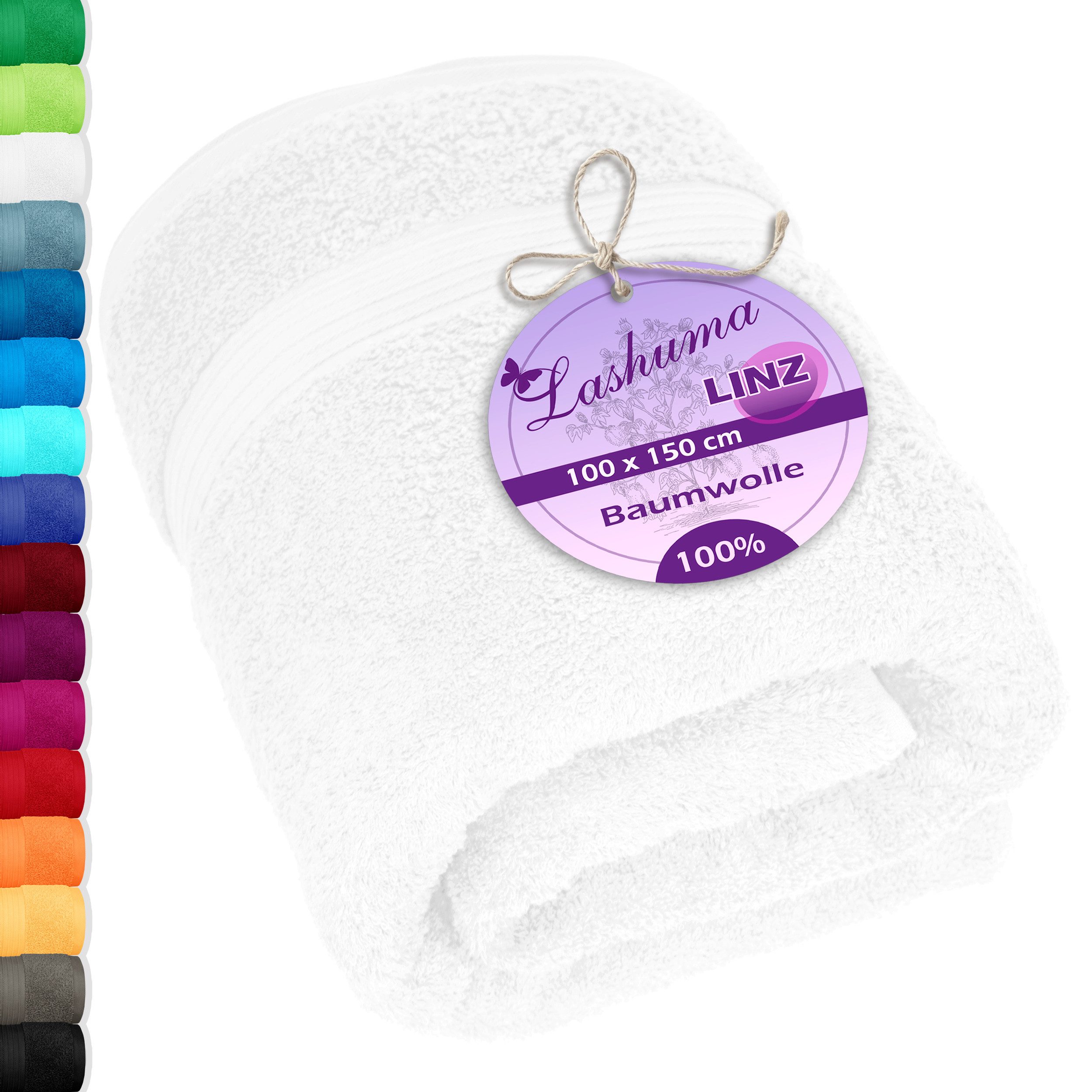 Lashuma Badetuch - Badehandtuch Linz, Frottee (1-St), Flauschiges Badehandtuch weiß 100x150 cm