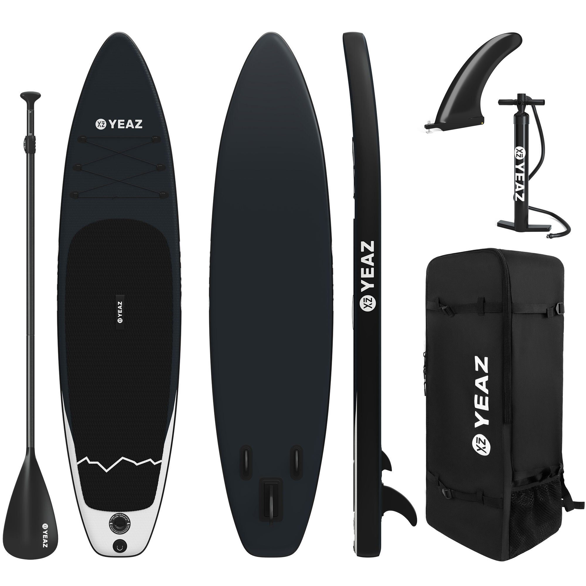 YEAZ Inflatable SUP-Board NALU - EXOTRACE - SET SUP Board und Kit, Inflatable SUP Board, (Set), inkl. Zubehör wie Paddel, Handpumpe und Rucksack