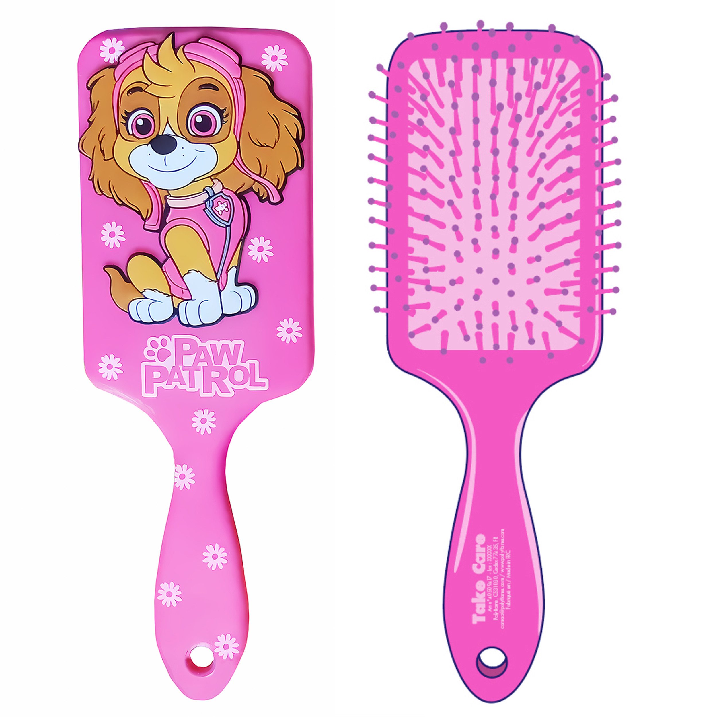 Polyflame Haarbürste KINDER HAARBÜRSTE "Paw Patrol" 3D Pink weich Kinderhaarbürste 99, Massagebürste Noppenbürste Entwirrbürste Kamm