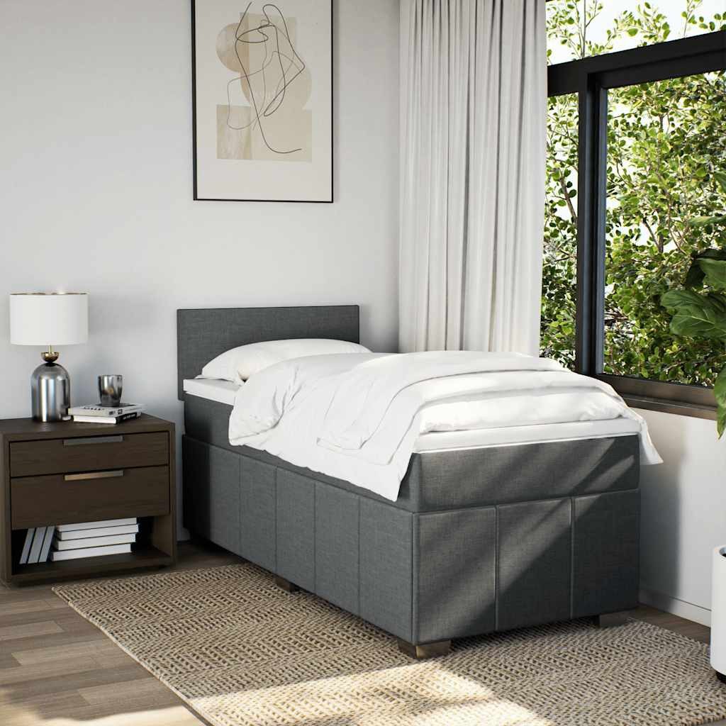 vidaXL Bett Boxspringbett mit Matratze Dunkelgrau günstig online kaufen