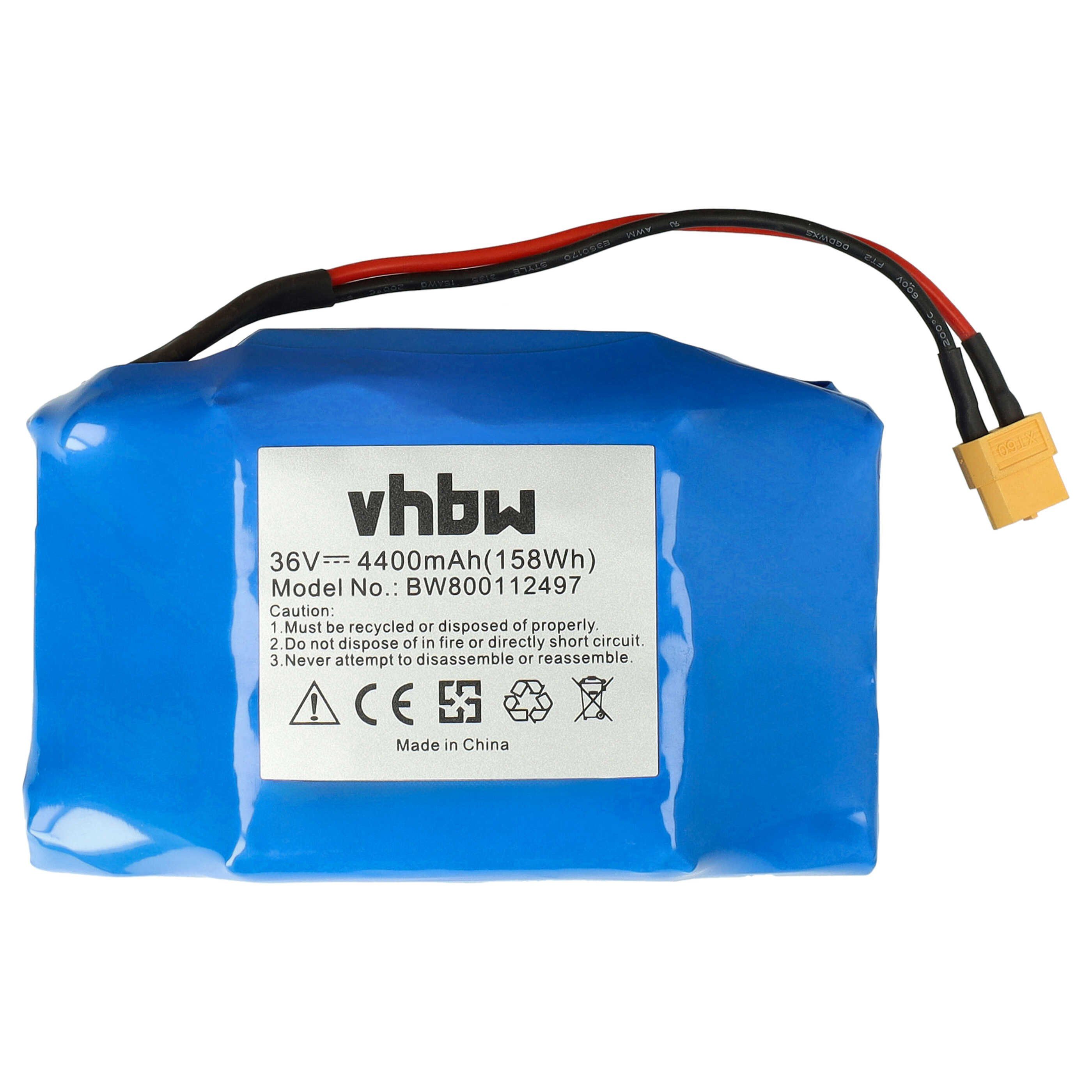vhbw Akku für Hoverboard (4400 mAh, 36 V, Li-Ion) Elektromobil-Akku Akku Li-Ion 4400 mAh (36 V, 1 St), Leistungsfähiger Austausch-Akku für Hoverboard, Maße (L x l x H): 14