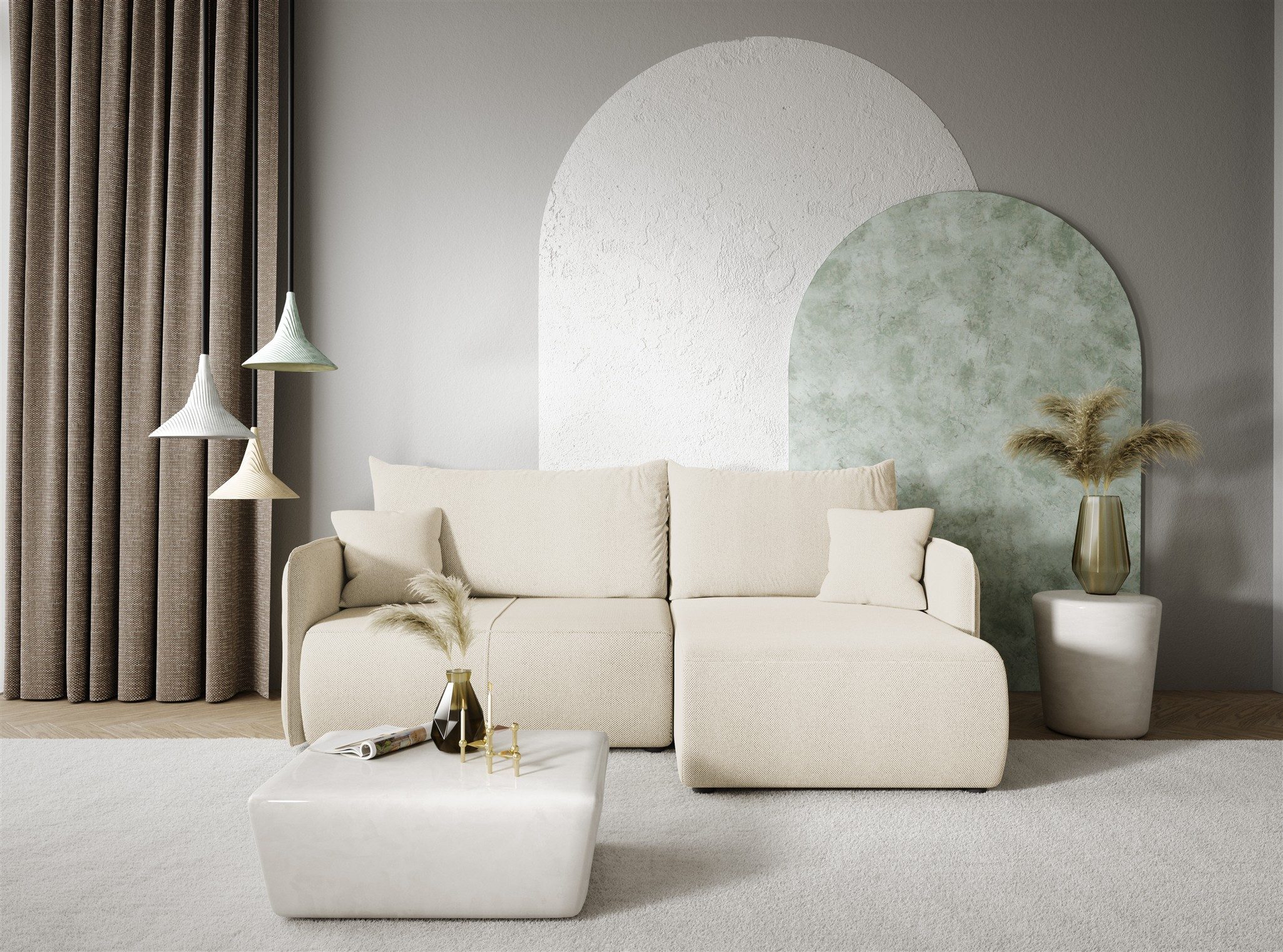 Ecksofa Sofa mit Schlaffunktion CALGARY Stoff Curio
