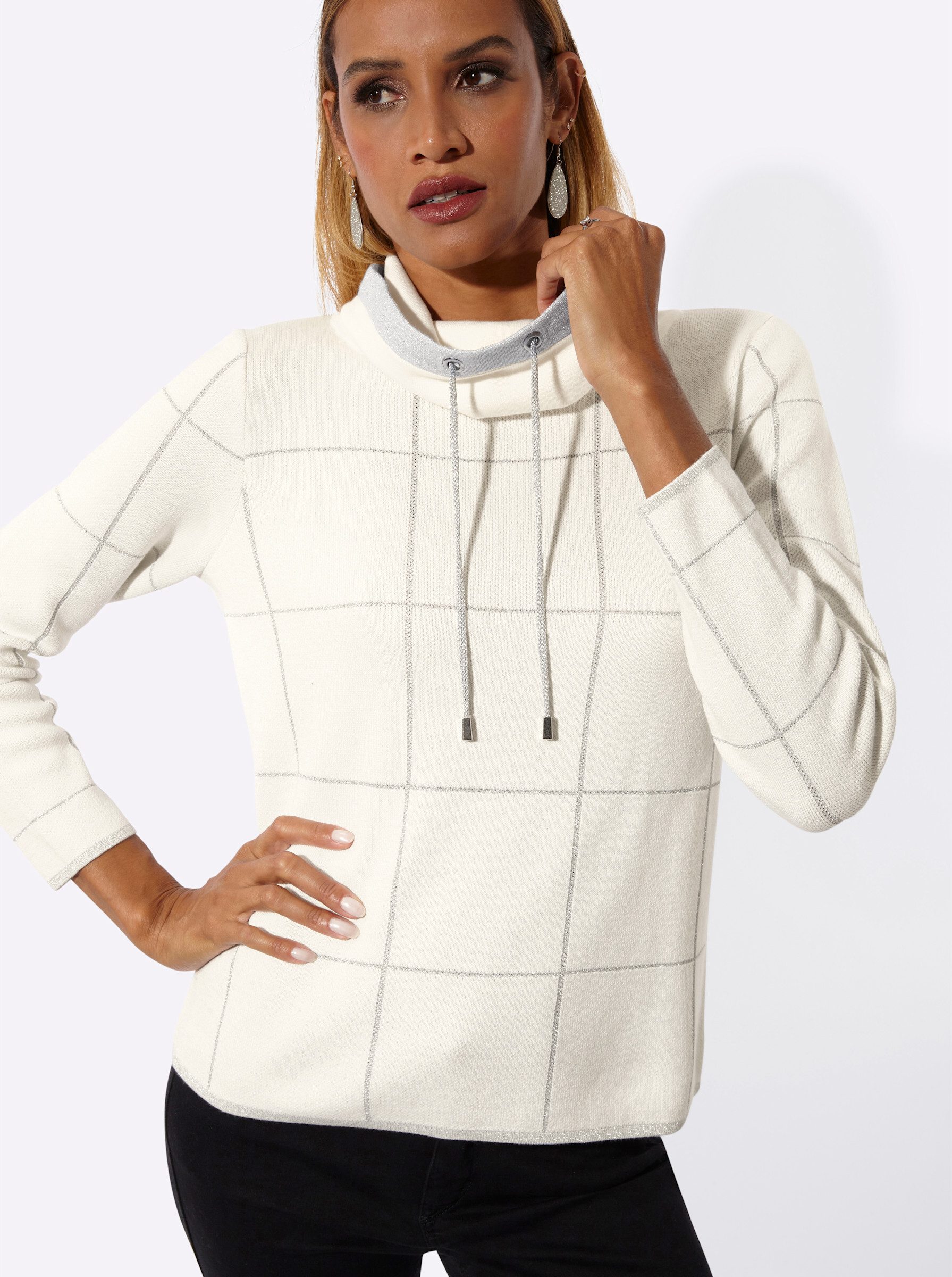 creation L Strickpullover Jacquard-Pullover Langarm Jacquard